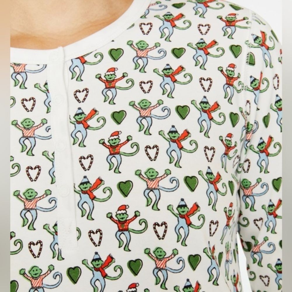 Roller Rabbit NWT Merry Monkey Christmas Pajamas Multicolor Cotton Size Large